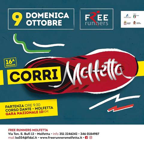 SCADE GIOVED 6 OTTOBRE IL TERMINE PER ISCRIVERSI ALLA CORRIMOLFETTA 2022 PER I TESSERATI FIDAL