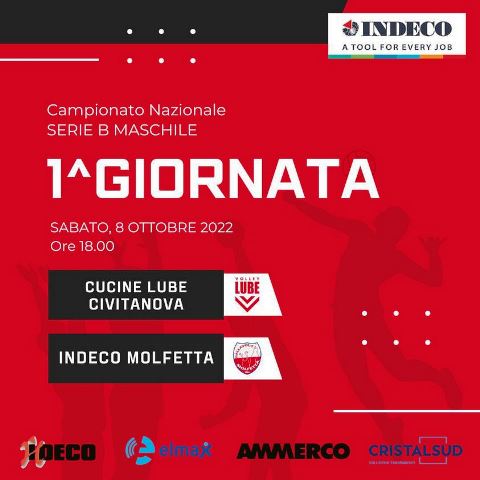 INIZIA IL CAMPIONATO NAZIONALE DI PALLAVOLO MASCHILE DI SERIE B. LINDECO MOLFETTA AFFRONTA IN TRASFERTA LA LAUBE CIVITANOVA