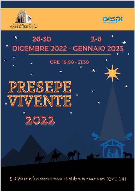 DA LUNED 26 DICEMBRE SI POTR VISITARE ANCHE IL PRESEPE VIVENTE ALLA PARROCCHIA DI SAN DOMENICO