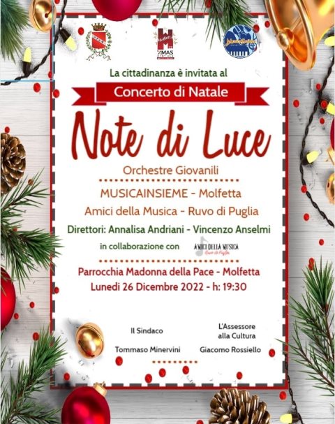 NOTE DI LUCE, IL TRADIZIONALE CONCERTO DI NATALE DELLE ORCHESTRE GIOVANILI, LUNED 26 DICEMBRE