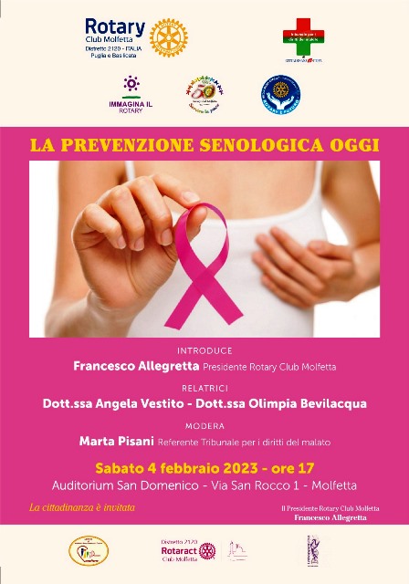 IL ROTARY CLUB MOLFETTA ORGANIZZA UN INCONTRO SUL TEMA DELLA PREVENZIONE SENOLOGICA