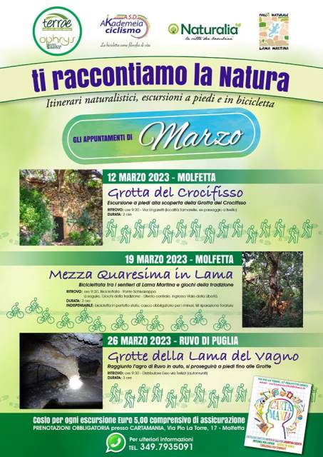 DOMENICA 12 MARZO ESCURSIONE ALLA GROTTA DEL CROCIFISSO A MOLFETTA