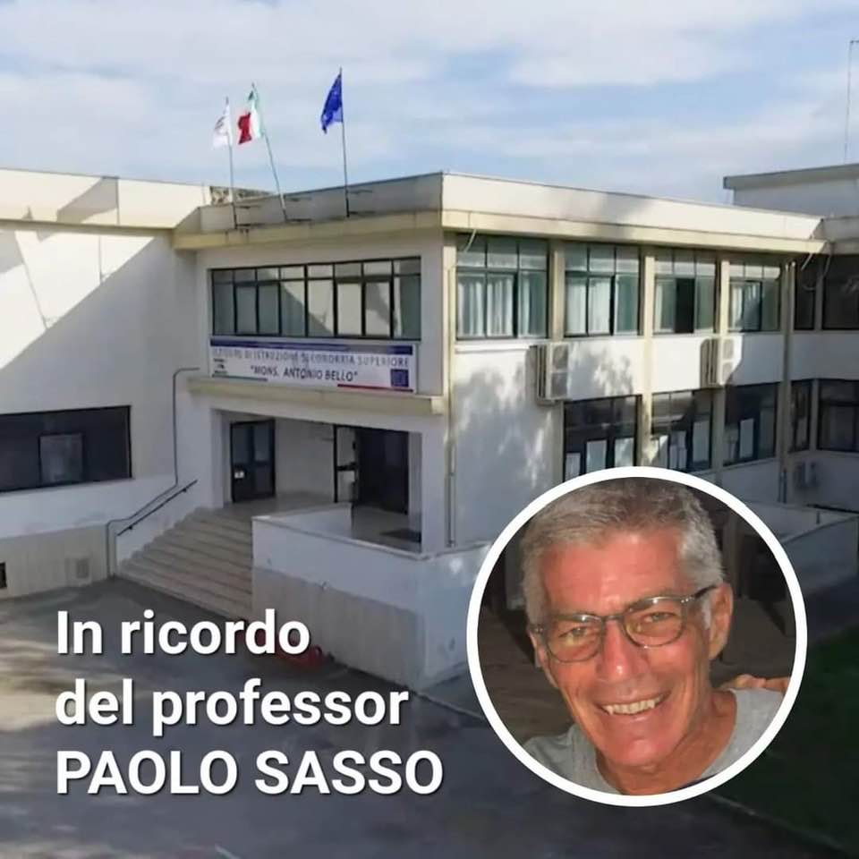 INTITOLATA LA PALESTRA DELL'ISTITUTO DON TONINO BELLO ALLA MEMORIA DEL PROF. PAOLO SASSO