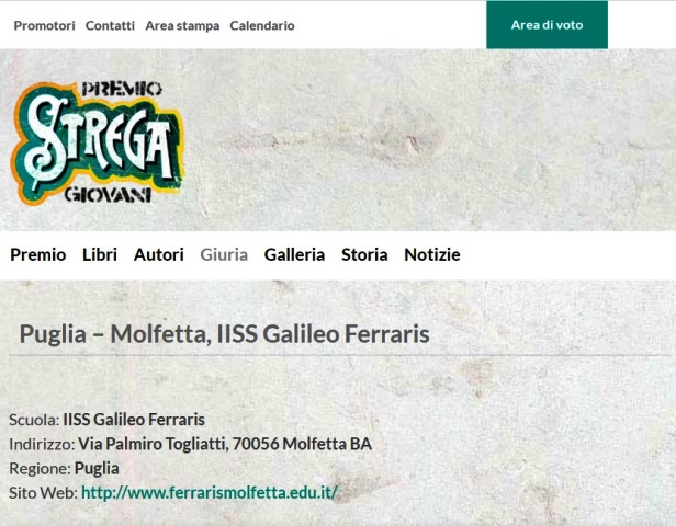 PER IL SECONDO ANNO CONSECUTIVO 10 STUDENTI DELLI.I.S.S. GALILEO FERRARIS DI MOLFETTA SARANNO MEMBRI DELLA GIURIA DELLA X EDIZIONE DEL PREMIO STREGA GIOVANI