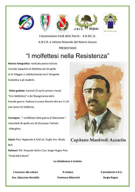 UNA MOSTRA FOTOGRAFICA PER RICORDARE I MOLFETTESI NELLA RESISTENZA. LASSOCIAZIONE EREDI DELLA STORIA CELEBRA IL 25 APRILE