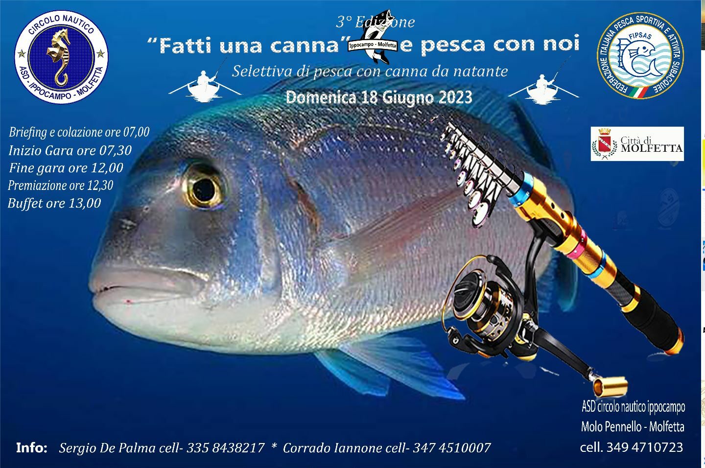 DOMENICA 18 GIUGNO IL CIRCOLO NAUTICO IPPOCAMPO ORGANIZZA UNA GARA DI PESCA SPORTIVA