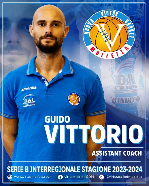 GUIDO VITTORIO CONFERMATO COME ASSISTANT COACH DELLA VIRTUS BASKET MOLFETTA PER LA PROSSIMA STAGIONE