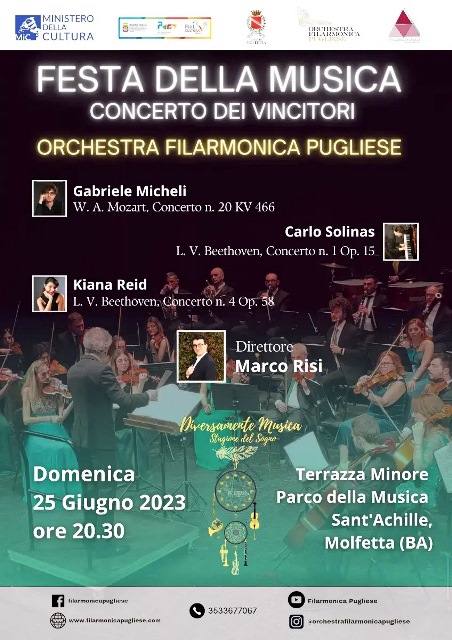 DOMENICA 25 GIUGNO APPUNTAMENTO CON LA FESTA DELLA MUSICA A CURA DELLORCHESTRA FILARMONICA PUGLIESE